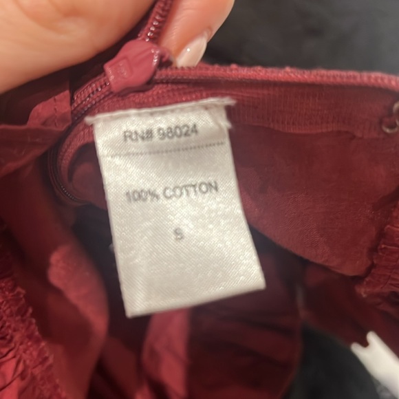Anthropologie Love the Label Puff Sleeve Maroon Corset Chevron Detail Sz S - Picture 10 of 12